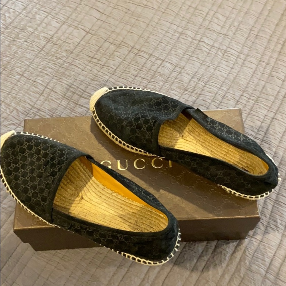 Gucci Black Monogram Espadrilles